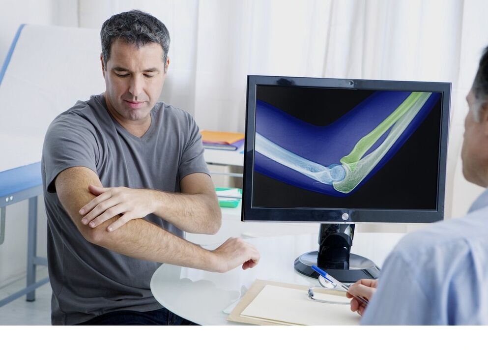 Arthrosis of elbow joints in Figure X -Ray